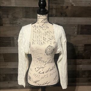 SHEIN White Cropped Knit Cardigan